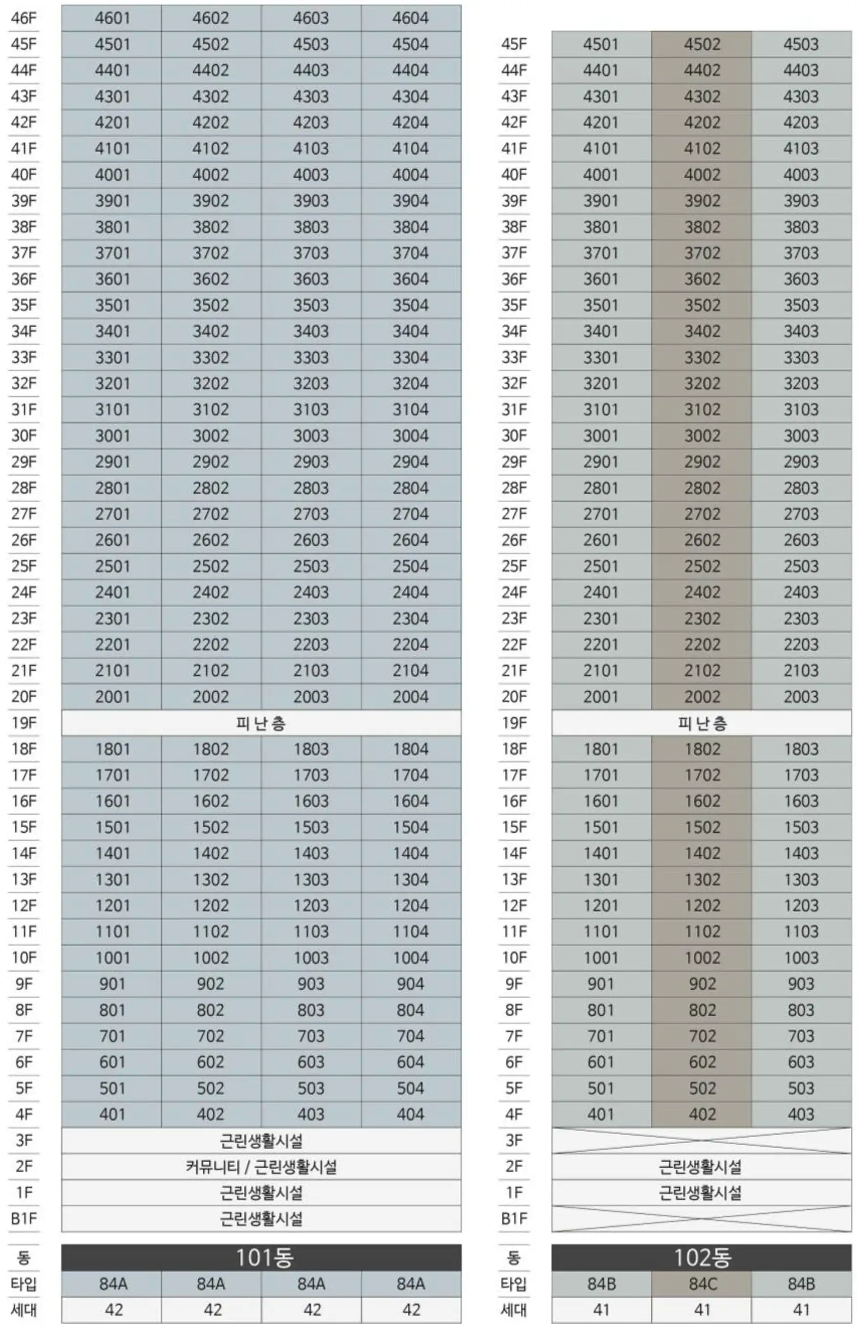 에코팰리스 동호실 배치도